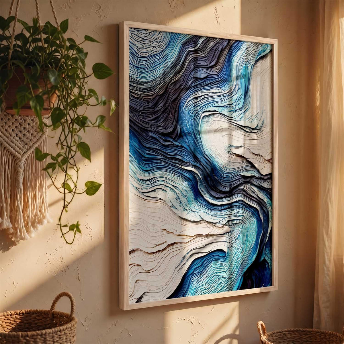 Abstract WALL Framed Painting | Big Aesthetic WALL Framed Paintings for Living Room Bedroom Wall Decor (13x17 inch)