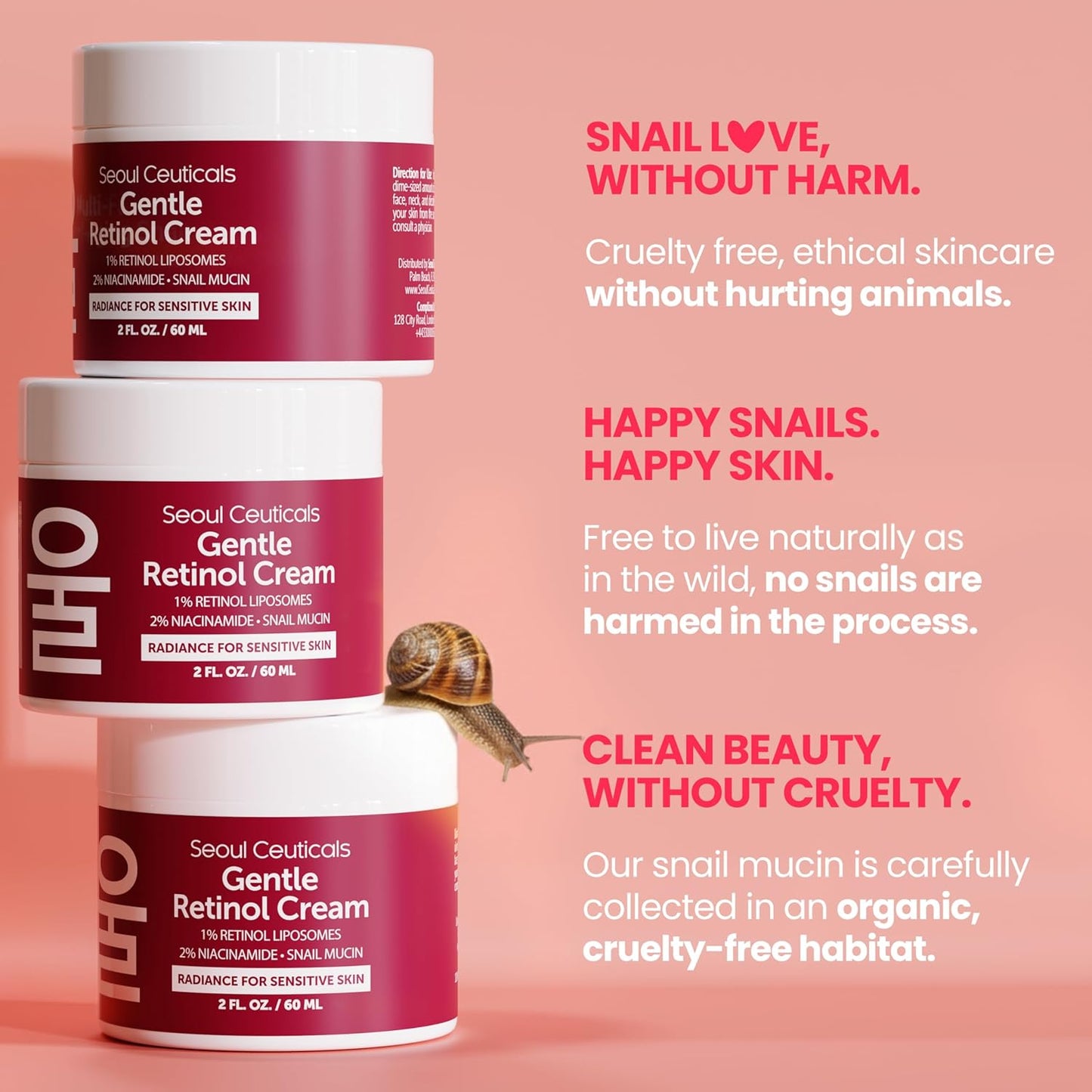SeoulCeuticals Korean Retinol Night Cream for Face – K Beauty 1% Retinol Cream with 97.5% Snail Mucin & 2% Niacinamide – Lightweight Moisturizer for Sensitive Skin – 2oz