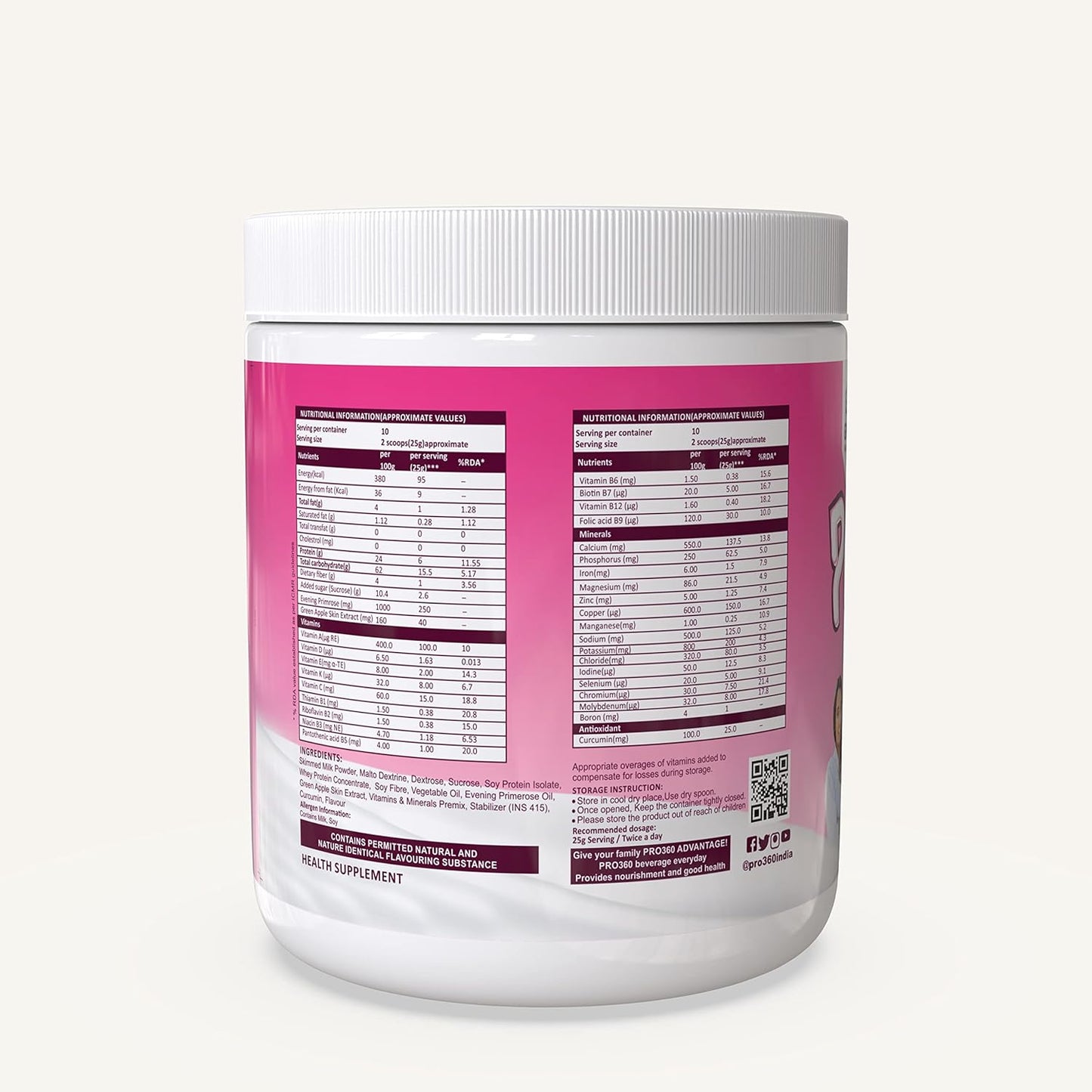 Pro360 Women Protein Rich Nutritional Supplement Enriched with Calcium, Iron for Stronger Bones and Improved Haemoglobin – 25 Essential Nutrients with Evening Primrose – Butterscotch Flavor – 250G