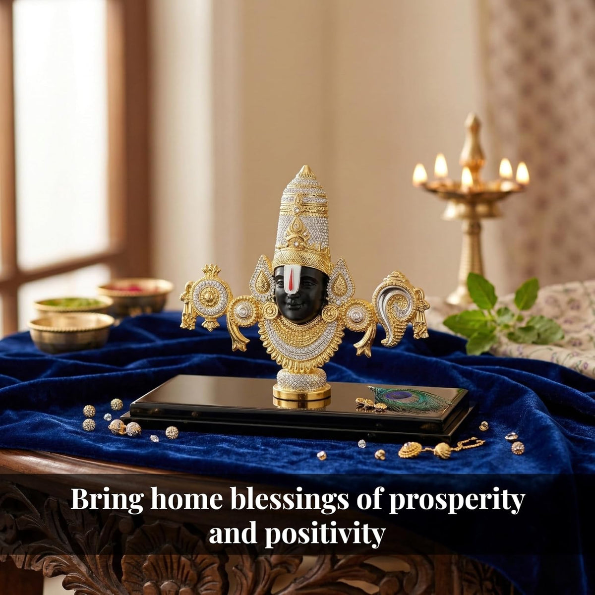 Dev Aastha 999 Silver Plated Balaji Idol | 4-Inch Lord Venkateswara Swamy Statue for Sacred Vastu Home Decor | Mandir Showpiece for Pooja Room & Ideal Devotional Gift
