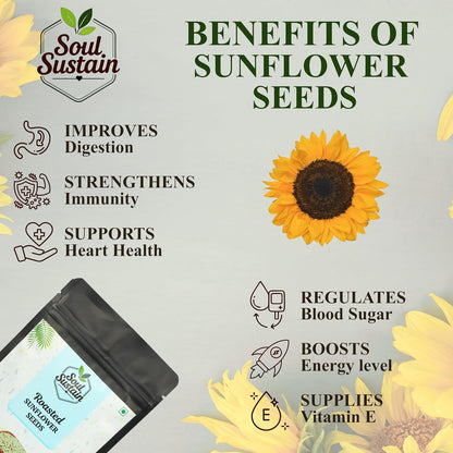 Roasted Sunflower Seeds Snack | Roasted Seeds | Healthy Plant Protein, Fiber & Omega | Gluten Free Vegan Snack for Workout, Travel, School | Sunflower Kernels | Natural Roasted Seeds