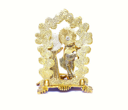 KridayKraft Radha Krishna Standing Playing Flute Metal Statue Gold Antique Finish for Pooja & Home,Office Decorative,Radha Krishna Murti Showpiece Figurines,Religious Idol Gift Article...