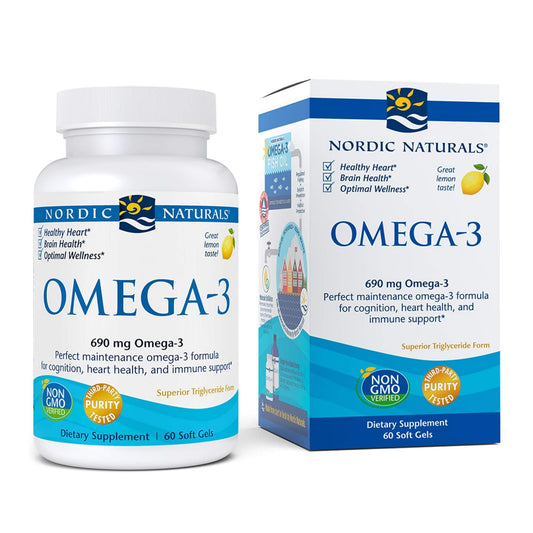 Nordic Naturals Omega 3 Fish Oil EPA And DHA | 690Mg Omega3 Support Brain, Heart Health & Immunity | Omega Fish Oil For Men & Women Lemon Flavour 60 Softgels