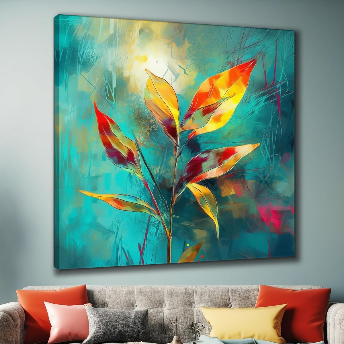 flower modern art canvas home decor wall paintings with frame painting for living room wall decoration office 24 inch x 24 inch CR-282