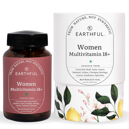 Zephivo Earthful Multivitamin for Women | 100% Plant, Non-Synthetic | With Biotin, Zinc, Vitamin C, D3 for Immunity, Hair, Skin, Bones & Overall Wellness | 60 Capsules
