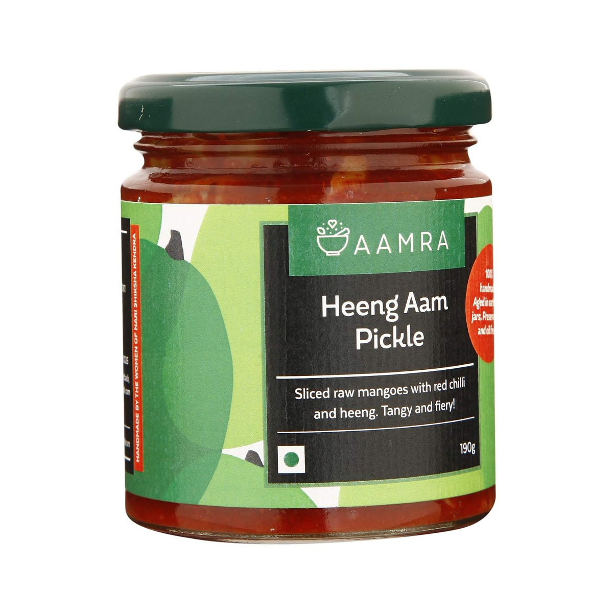 Aamra Homemade Natural Heeng Aam Pickle (Hing Mango Pickle), No Preservatives, Oil-Free- 190 grams