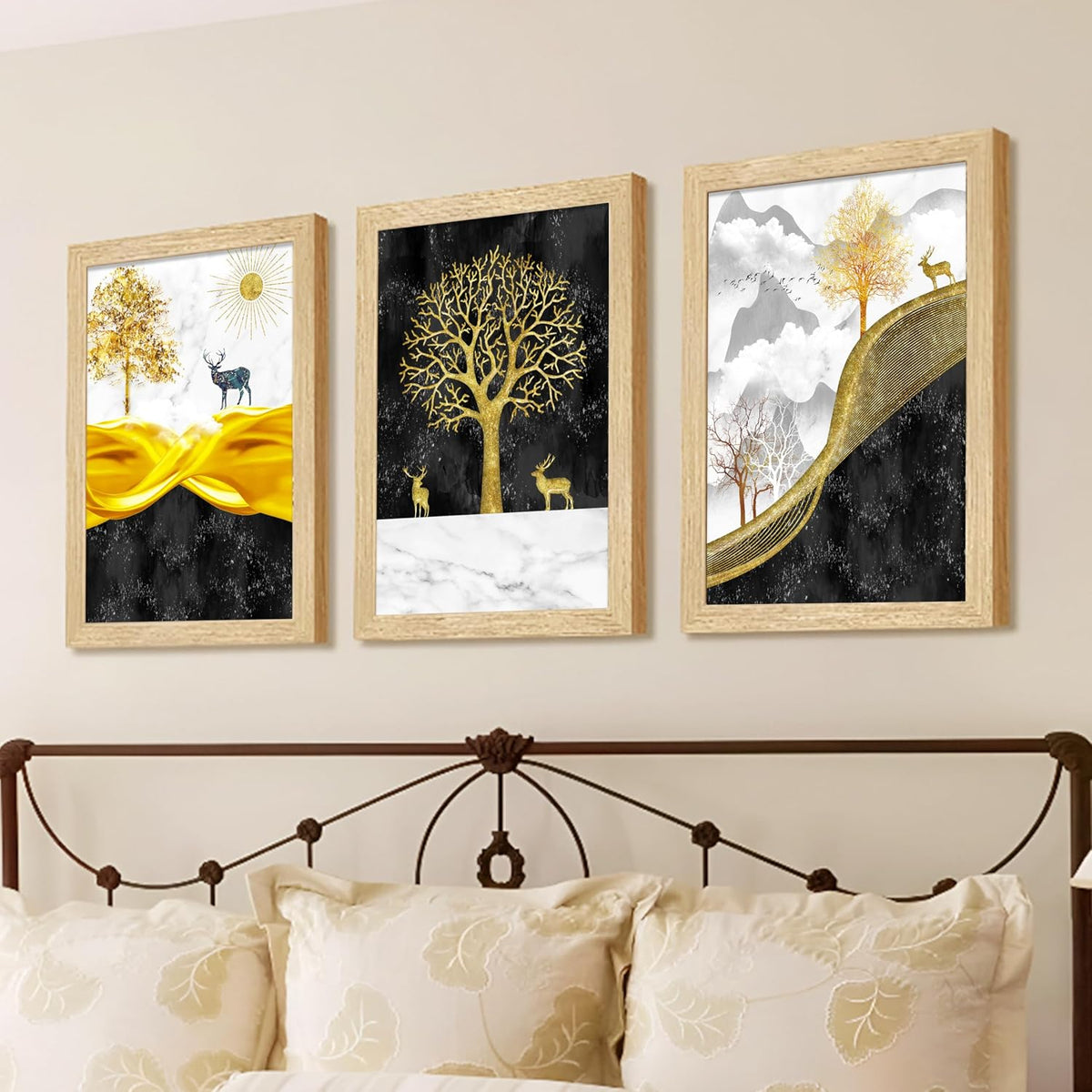 Framed Art Painting For Home, Living Room, Hall | Traditional Paintings With Frame For Home Decor (Deer D4)