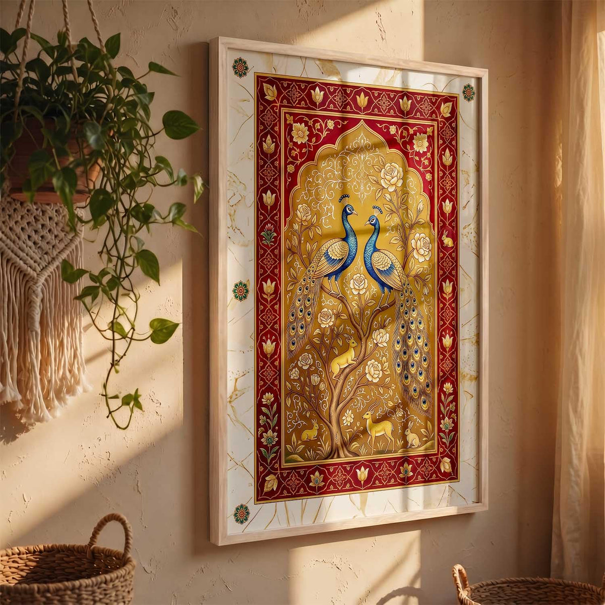 Living Room Bed Room Hotel Wall Decor | Indian Traditional Madhubani Art Wall Painting Home Decoration With Frame | Digital Reprint | Engineered Wood (14X20 inch)