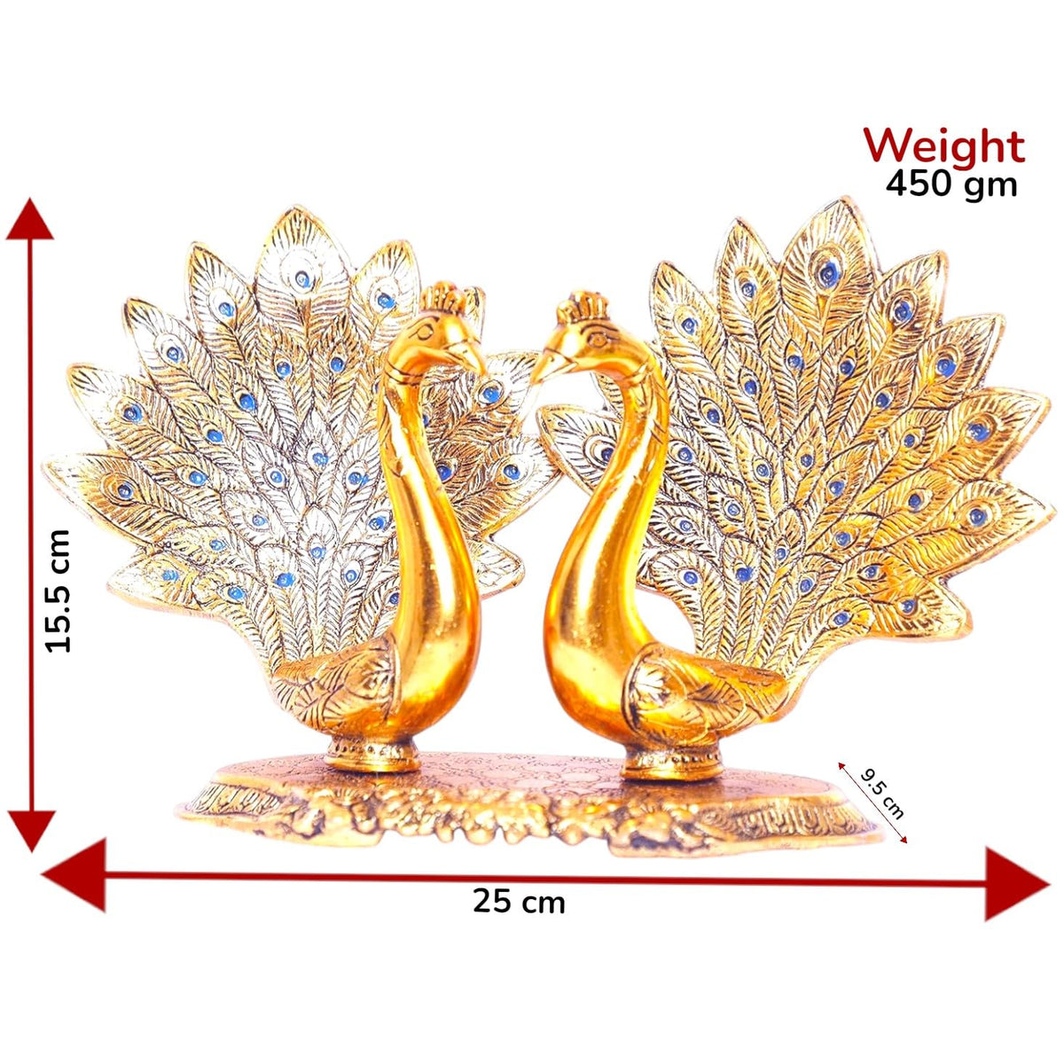 Double Peacock Metal Statue, Lovers Peacock Couple, Animal Showpiece Figurines, Feng Shui as Table Top Figurine for Living Room, Office, Bedroom, Decorative