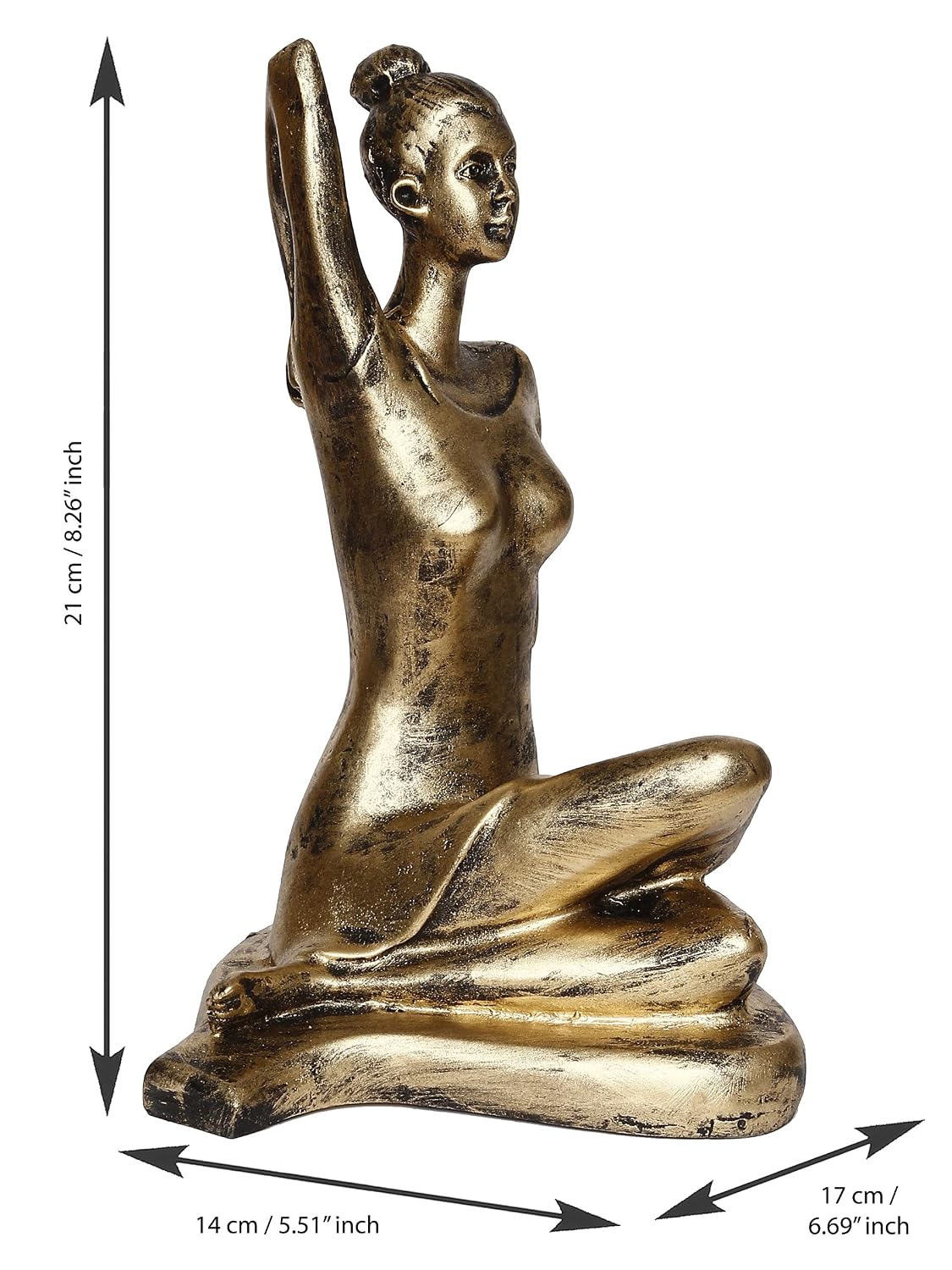 Golden Resin Woman in Gomukhasana Cow Face Pose | Yoga Woman Statue Showpiece for Home Decor Living Room Bedroom Office Yoga Studio | Womens Day Gift for Ladies | Birthday Gift for Women
