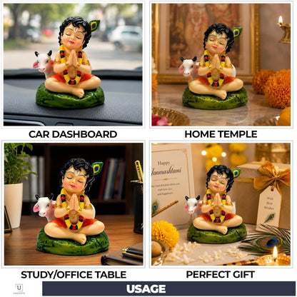 UNOVATE Krishna Idol for Car Dashboard, Krishna Murti, Home Temple, Office
