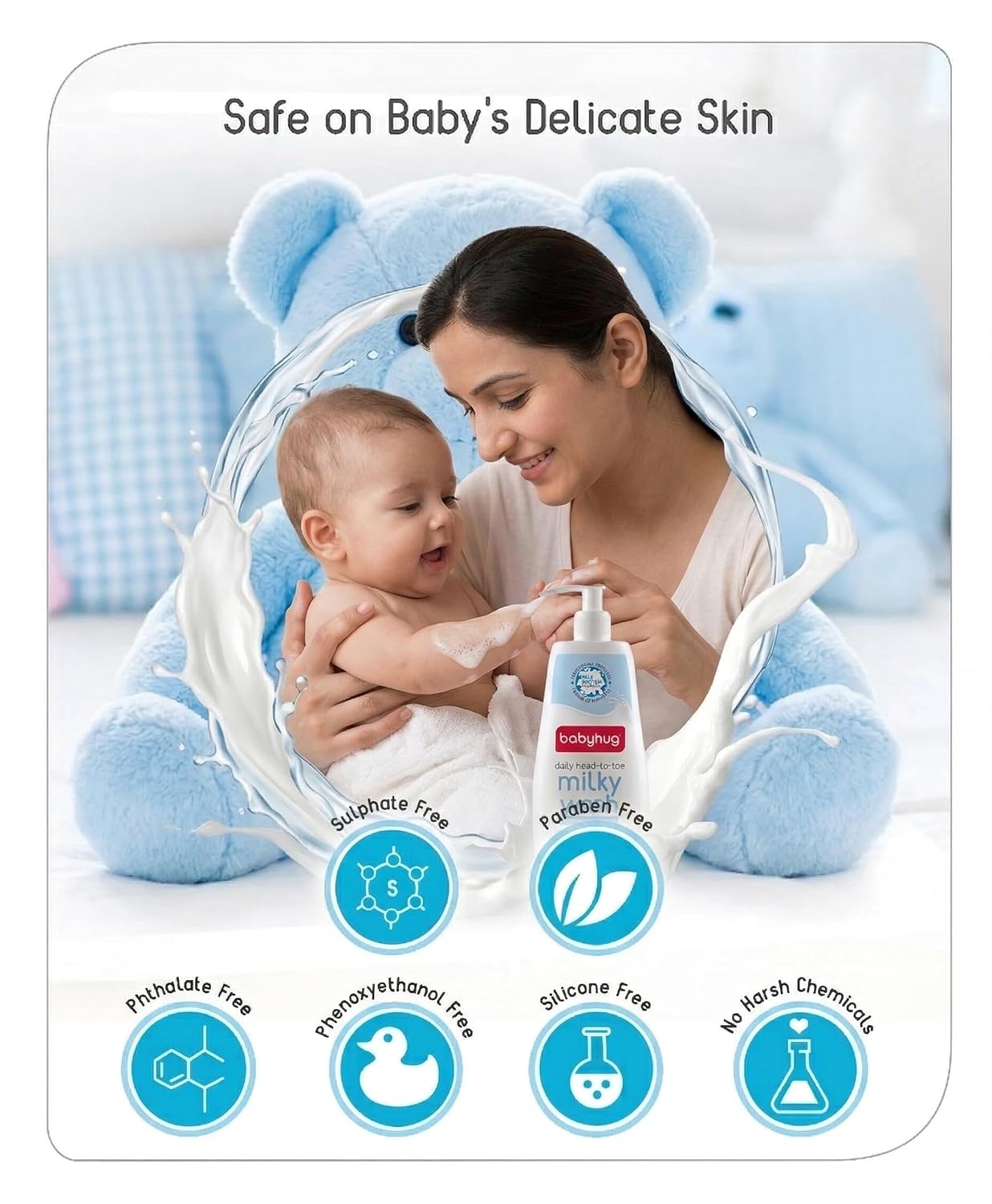 BABYHUG Daily Head-To-Toe Milky Body Wash - Enriched With Natural Oil, Aloe Vera Extract 400ML(Pack Of 1)