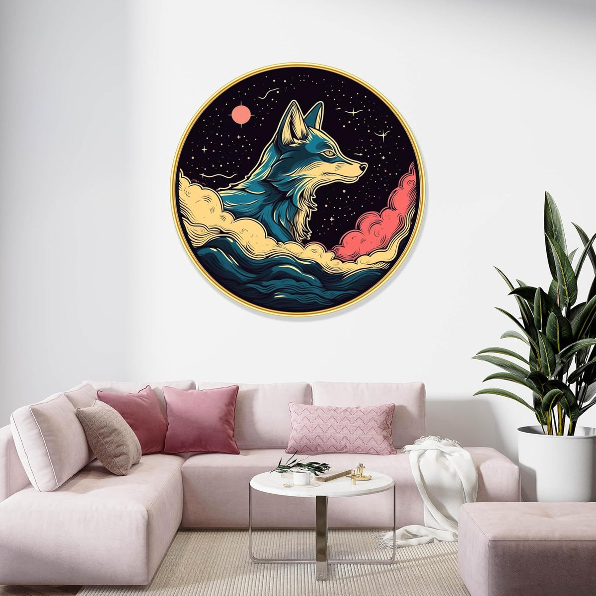 Animal modern art Premium Sparkle lamination Golden Slim Frame 50.8 cm x 50.8 cm Large Size, For Home/Office/Hotel painting GRL-32