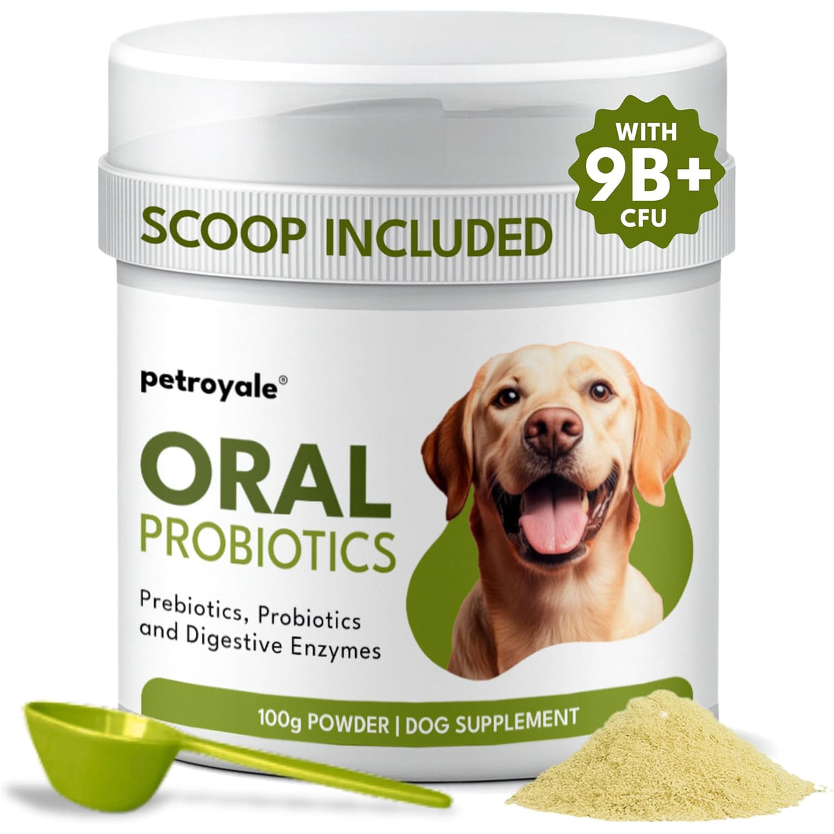 Petroyale Oral Probiotics for Dogs -9B+ CFU Dog Dental Powder for Plaque & Tartar Removal - Fresh Breath, Gum Health & Oral Care Support - Dental Powder for Dogs | 100g