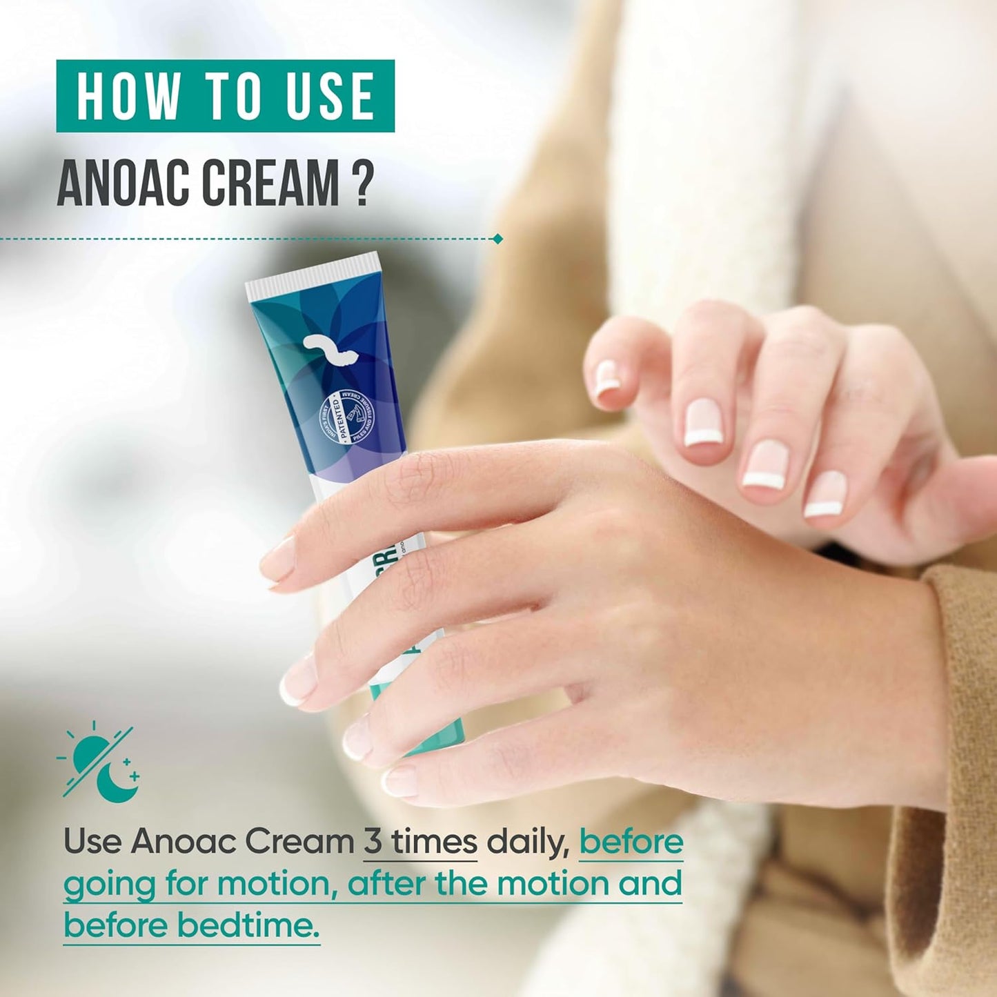 Healing Hands Anoac Cream for Piles, Fissures & Perianal Wounds - 30gm, Patented Plant Based Piles & Fissure Solution, Clinically Proven, Herbal & Natural Piles Care