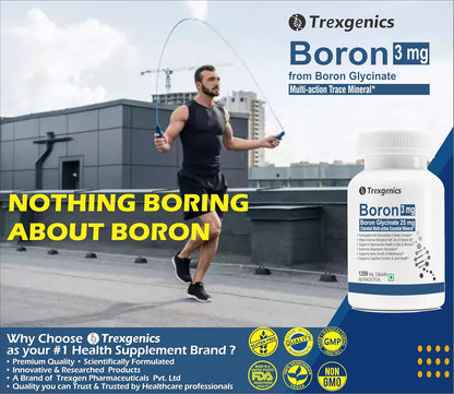 Trexgenics Boron 3 mg from Boron Glycinate 25 mg Multi-action Mineral, Bone, Cognitive Function & Joint Health (120 Veg Capsules)