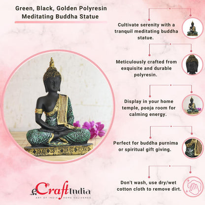 eCraftIndia Buddha Showpiece (6 cm x 15 cm x 24 cm, Green)