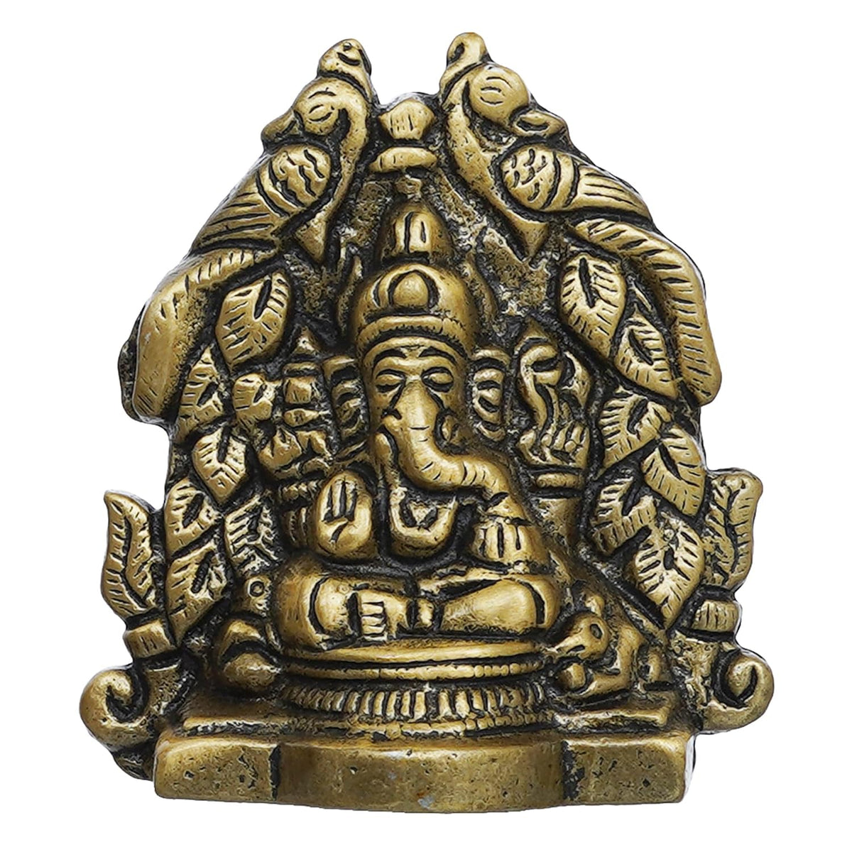 Metal Handcrafted Golden Lord Ganesha Idol On Peacock Design Throne - Decorative Religious God Statue for Home, Temple, Pooja Room, Office - Perfect Diwali, Ganesh Chaturthi, Birthday Gift