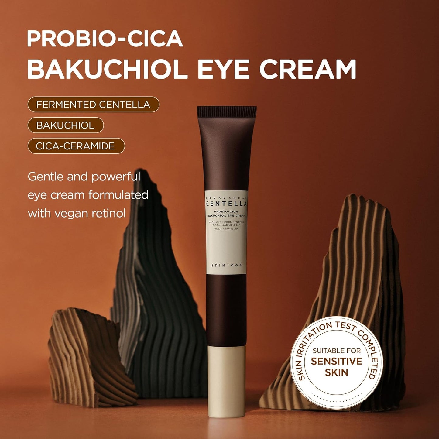 SKIN1004 Centella Probio-Cica Bakuchiol Eye Cream, Korean Eye Cream for Fine Lines with Centella, Hydrating Eye Treatment for Under Eye Area, Retinol Alternative, Korean Skin Care, 20ml
