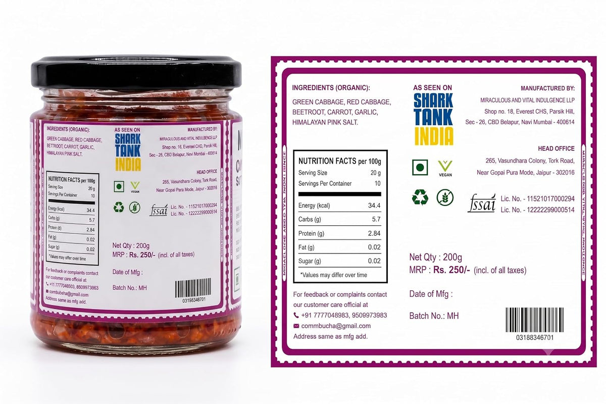 MAVI's Original Sauerkraut| Organic Cabbage & Ingredients| Gut friendly | 100% Natural & Vegan| No Preservatives | No Artificial Flavour or Colour | 200g (Pack of 1)