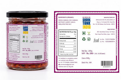 MAVI's Original Sauerkraut| Organic Cabbage & Ingredients| Gut friendly | 100% Natural & Vegan| No Preservatives | No Artificial Flavour or Colour | 200g (Pack of 1)