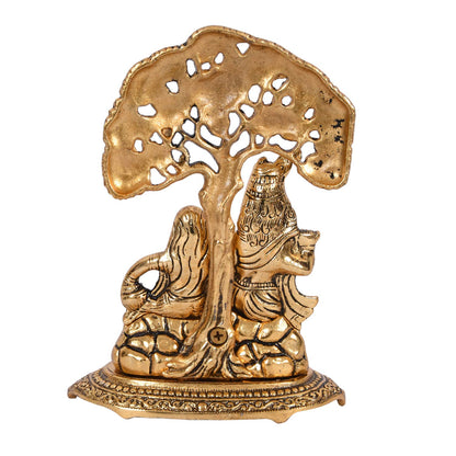 Radha Krishna Sitting Under Tree Idol Metal Statue Showpiece