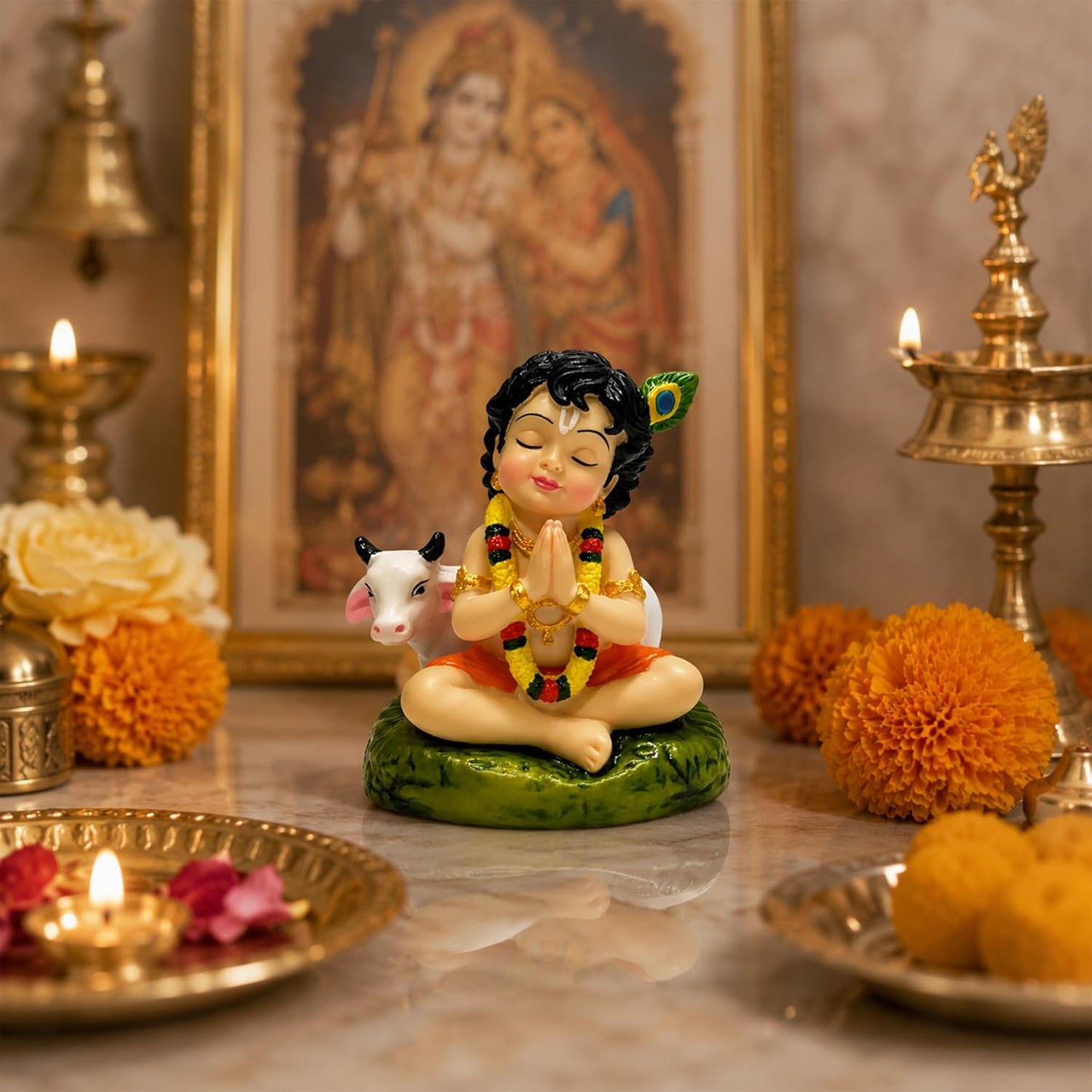 UNOVATE Krishna Idol for Car Dashboard, Krishna Murti, Home Temple, Office