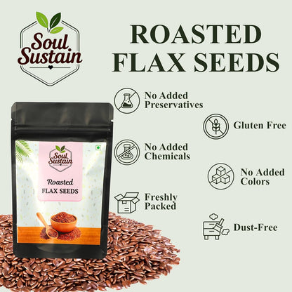 SoulSustain Roasted Flax Seeds | Plant Protein & Fiber Snack | Omega 3 Nutrient Seeds | Gluten Free Vegan Snack for Smoothies, Baking, Salad Topping, Breakfast, Travel, Workout Energy