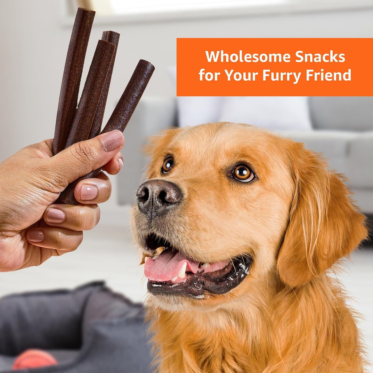 Amazon Basics Dog Treat Sticks 140 gm, Chewy Meat Sticks for Adult Dogs and Puppies, High Protein Dog Treats for Training and Snacks, Made of Real Chicken Meat, Ziplock Pack, Chicken Flavor