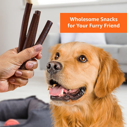 Amazon Basics Dog Treat Sticks 140 gm, Chewy Meat Sticks for Adult Dogs and Puppies, High Protein Dog Treats for Training and Snacks, Made of Real Chicken Meat, Ziplock Pack, Chicken Flavor