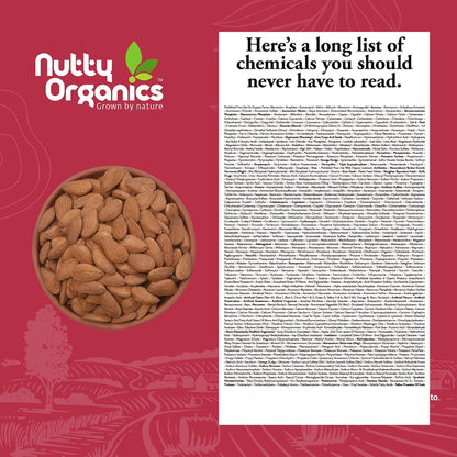 Nutty Organics California Almonds| Hand Selected Jumbo | Tasty & Healthy | High in Protein & Dietary Fiber | Nutritious | Healthy Dry Fruit