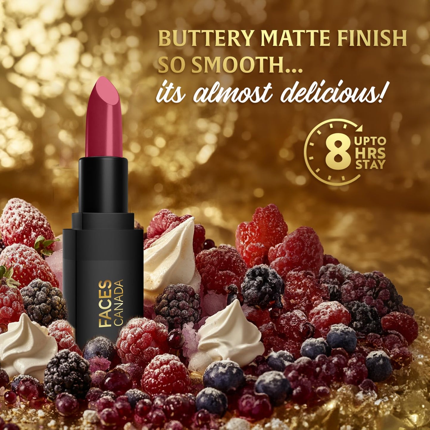 FACES CANADA Comfy Matte Wow Bullet Lipstick - Berry Soufflé (Pink) 4.2g | Smooth Matte Finish | Highly Pigmented | Long Lasting | Super Hydrating | Glides Effortlessly | One Swipe Application | Non Drying | No Cracking