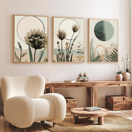 Boho wall Art Paintings Modern Art Framed Wall Painting for Living Room Bedroom - Wall Posters | Paintings with Frame Set of 3 (14x18 Inches) (Art 5)