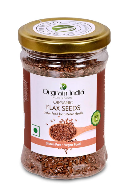 Orgrain India Organic Flax Seeds 150g | Rich in Omega-3, Fiber, Vitamin B1, Copper, Manganese | Supports Weight Loss, Heart Health, Digestion | Ideal for Smoothies, Salads, Baking, Oatmeal