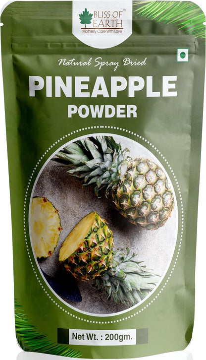Bliss of Earth Pineapple Powder Natural Spray Dried Great for Juices, Jams, Cake, Ice Cream, & Energy Drinks (pineapple, 200)