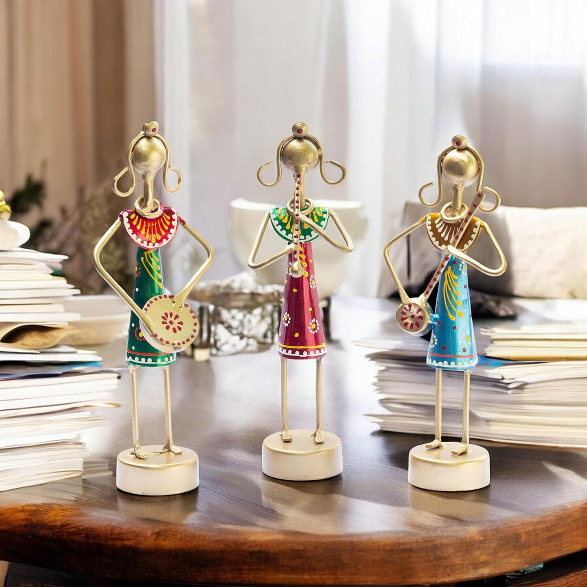 Small Cute 7.5 inch Metal Musician Dolls for Living Room Decor, Tabletop Home Decor Showpiece Item, Housewarming Gift (Lanky Dolls)