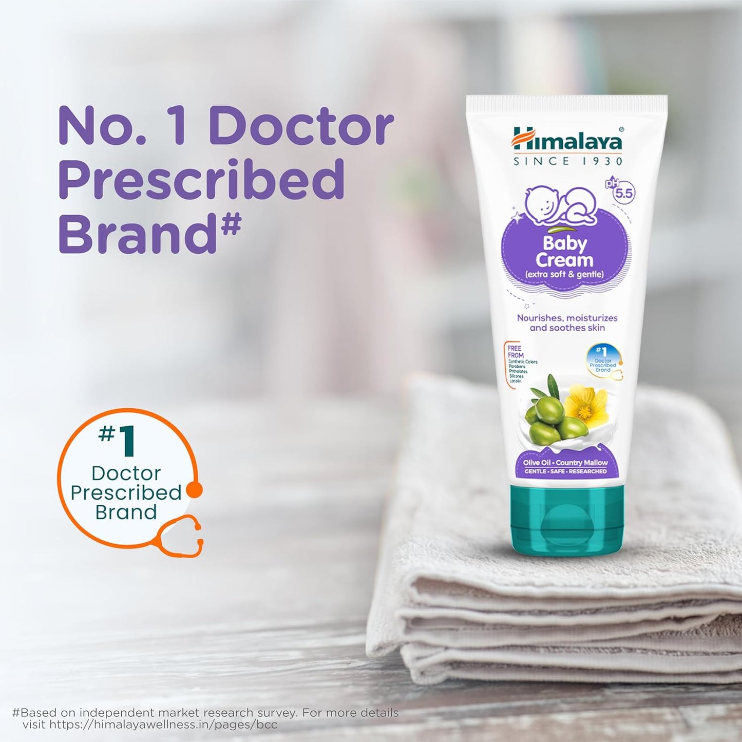 Himalaya Gentle Baby Cream 50ml | No.1 Doctor-Prescribed Brand | Nourishes & Extra Soft Skin | pH 5.5 Formulation | Safe for Newborns