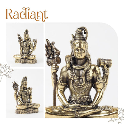 Handcrafted Brass Shiv Ji Murti | Lord Shiva Idol for Meditation, Pooja Room & Home Temple | Auspicious Hindu God Statue (Design03: L6 x W3.5 x H7 cm)