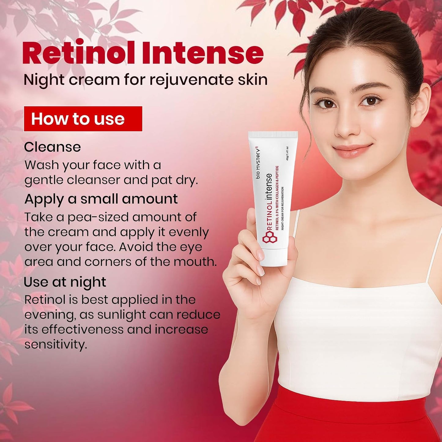Retinol Intense Cream 0.1 Vitamin A Fine Lines, Sun Spots, Anti-Aging (40 Gram / 1.41 Oz)