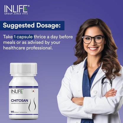 INLIFE Chitosan Supplement 1050 mg, per serving - 90 Capsules (Pack of 1)