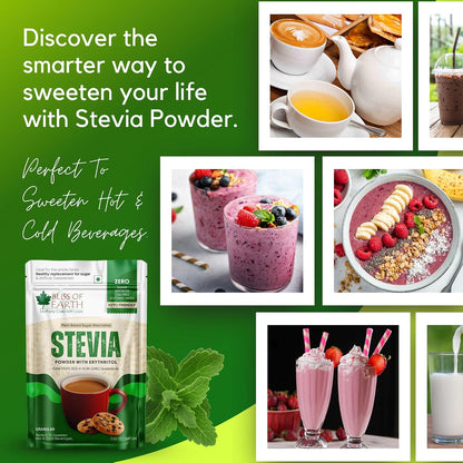 Bliss of Earth Stevia Powder – Sugar Free Stevia with Zero Calorie Sugar Substitute, 100g | Sweetener for Tea, Coffee, Baking, Keto & Diabetic-Friendly