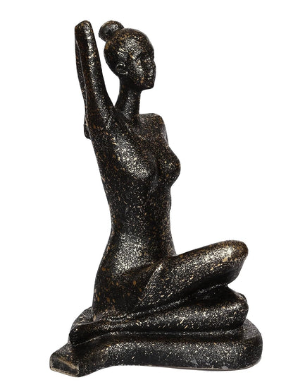 Black Resin Woman in Gomukhasana Cow Face Pose | Yoga Woman Statue Showpiece for Home Decor Living Room Bedroom Office Yoga Studio | Womens Day Gift for Ladies | Birthday Gift for Women