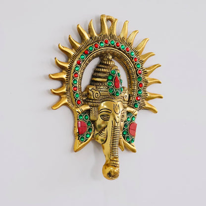 Metal Ganesha ji Statue,Ganpati Wall Hanging Sculpture Lord Ganesh Idol Lucky Feng Shui Wall Decor Your Home, Office,Religious Gift Article