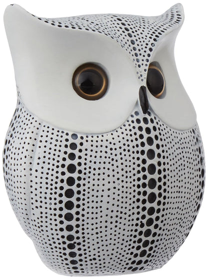 Modern Classy Happy Owl Resin Art Figure Showpiece (White), 13 x 6.5 cm