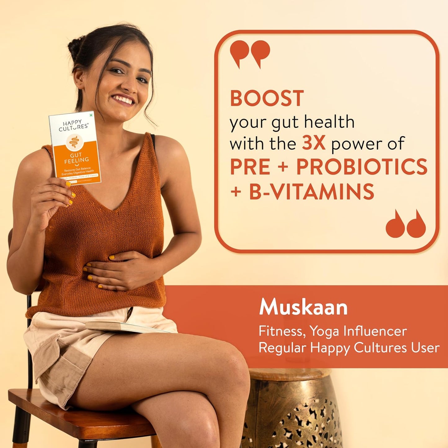 VELBIOM Happy Cultures Gut Feeling Digestion Supplement| Unique Blend Of Probiotics For Daily Digestive Health| B-Vitamins Gut Digestion |Clinically Tested For Men and Women - 30 Veg Capsules