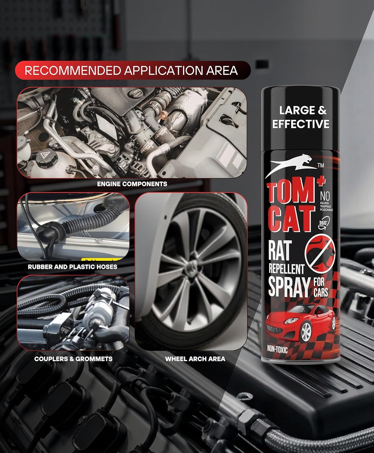 Shadow Securitronics Tom Cat Rat Repellent Spray For Cars 120Ml Highly Effective Protect Wires In Car,Bike&Outdoor Utilities Non Toxic Only Repels 6-8 Weeks Protection 100Ml-FORMULATION 2X
