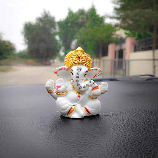 Resin Ganesha Statue for Home Temple Decoration I Ganesh Idol for Car Dashboard I Ganesha Statue I Ganesh Ji Murti I Ganesh Idol I Ganesh Chaturthi Decoration (Design 4)