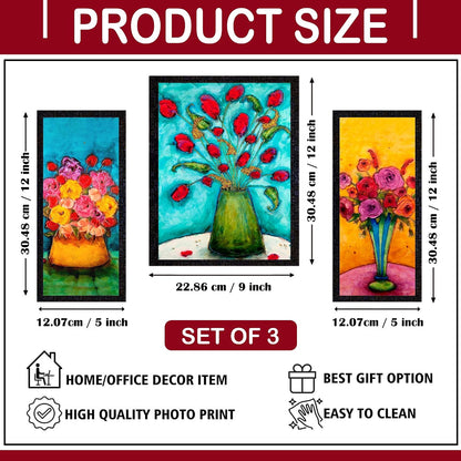 Wall Painting Frames For decor, Pictures Frame For Living Room, Home Decoration, Bedroom, Set of 3, 1pc- 23 x 30 cm, 2pc- 12.5 x 30 cm (Design 16)