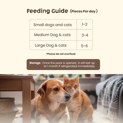 Brunos Dehydrated Chicken Jerky - 60g | Treat for Dogs & Cats|Grain Free Natural Treats | Single Ingredient | Preservative Free | Immunity Boost Formula | Healthy Snack for Pets