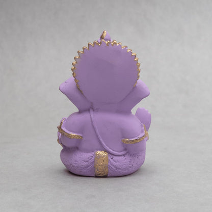 Lord Ganesha Idol for Car Dashboard, Home Decor & Pooja | Resin Gold Plated Ganpati Murti | 3.5 Inch Ganesh Statue for Gift, Diwali, Housewarming, Baby Shower, Mandir Decor, Purple, Pack -1